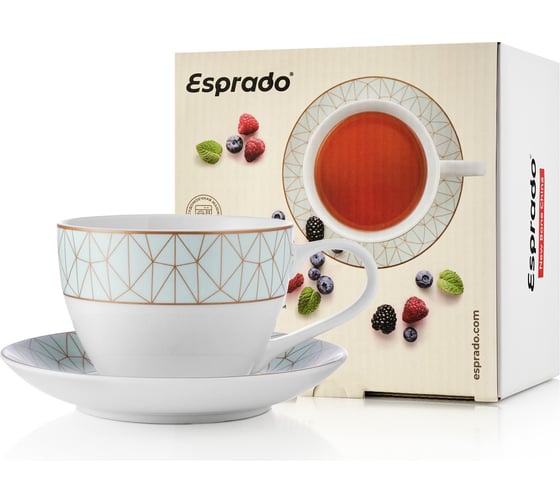 Чайная пара Esprado Mosaica Mint 315 мл/14,5 см, костяной фарфор MSM031ME303