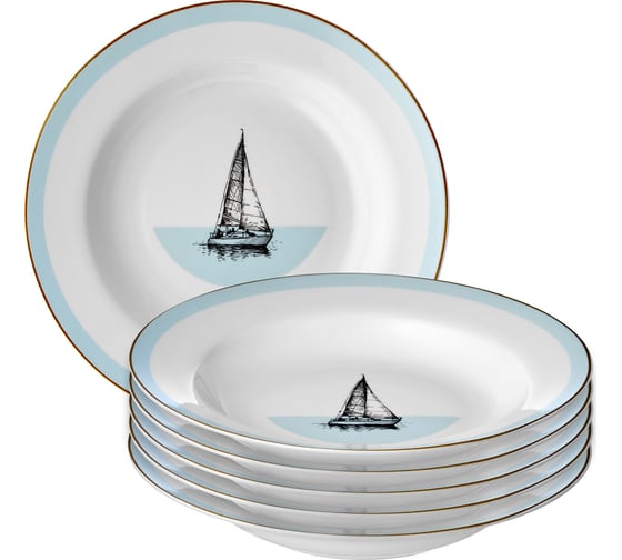 Набор тарелок Esprado Regata 6 шт суповая, 23 см, костяной фарфор RGT023BE301 1
