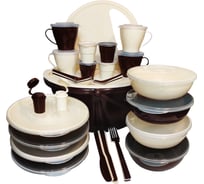 Набор посуды SOLARIS на 4 персоны в контейнере ванильно-шоколадный S1408