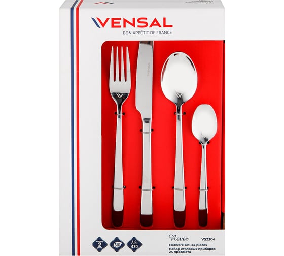 Набор столовых приборов VENSAL 24 предмета, нержавеющая сталь 18/0 3 мм VS2304