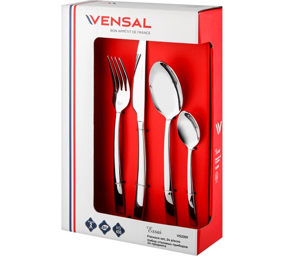 Набор столовых приборов VENSAL 24 предмета, нержавеющая сталь 18/0 3 мм VS2301