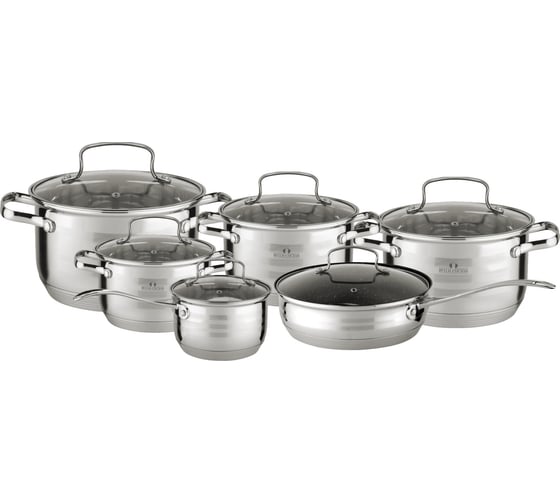 Набор посуды Bella Cucina BC-2025 12 предметов, 2.1 л, 2.9 л, 3.9 л, 6.6 л, ковш 2.1л, нержавеющая сталь 2025-BC
