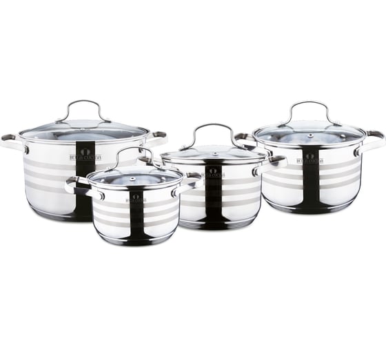 Набор посуды Bella Cucina BC-2111 8 предметов, 4.1 л, 5.1 л, 6.5 л, 8 л, нержавеющая сталь 2111-BC