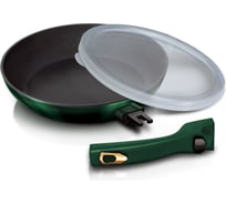 Сковорода BerlingerHaus Emerald Collection со съемной ручкой + пластиковая крышка 28 см BH-6088 6088-BH