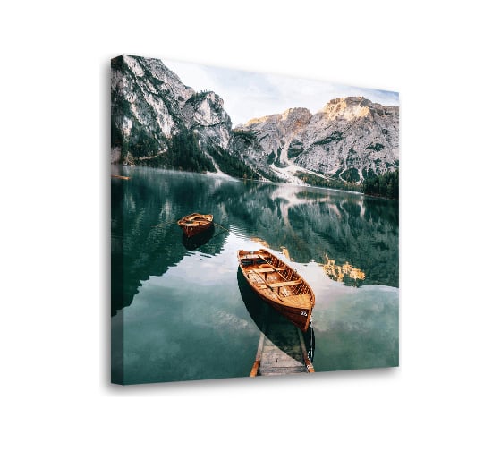 Картина-постер Студия фотообоев лодки в горном озере 50x50 см 2336632