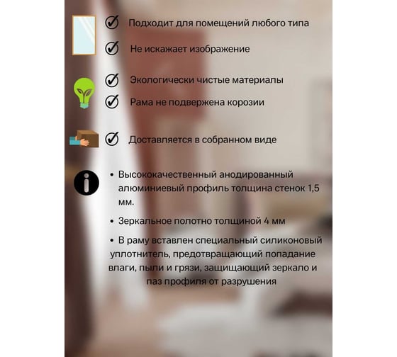 Напольное зеркало TODA ALMA в полный рост, 161x60 см, цвет рамы - матовое золото nap1610600gl NAP1600600GL