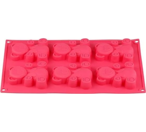 Форма для выпечки PERFECTO LINEA силиконовая, прямоугольная, на 6 кексов, 30.5x18x2 см, розовая 20-104829