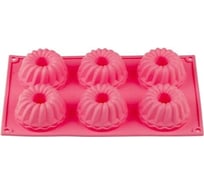 Форма для выпечки PERFECTO LINEA силиконовая, прямоугольная, на 6 кексов, 28.5x17.5x4 см, темно-розовая 20-003729