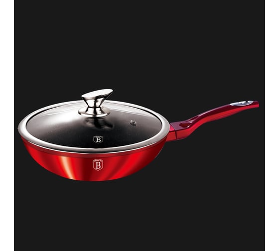 Сковорода-вок BerlingerHaus Burgundy Metallic Line с крышкой 28 см BH-1265 1265-BH 1