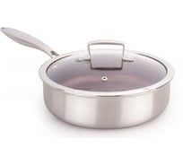 Глубокая сковорода Edenberg с крышкой 24 см нержавеющая сталь тефлон EB-14154