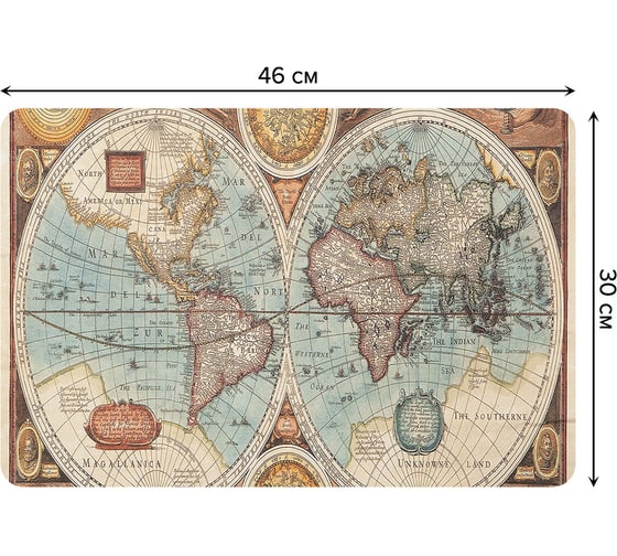 Набор прямоугольных тканевых салфеток для сервировки стола JOYARTY карта эпохи возрождения, плейсмат, 30x46 см, 4 шт. ser002_6538_30x46