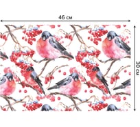 Набор прямоугольных тканевых салфеток для сервировки стола JOYARTY снегири на ветках, плейсмат, 30x46 см, 4 шт. ser002_31524_30x46
