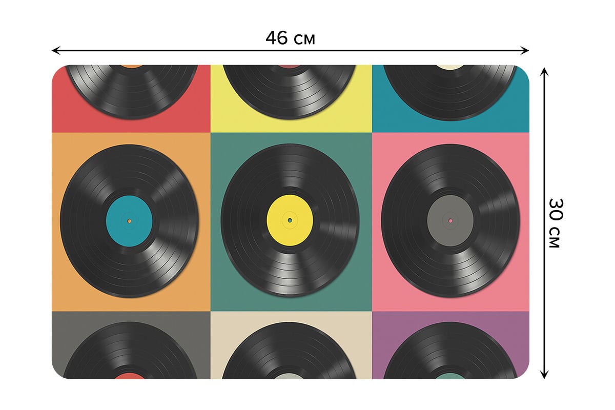 Набор прямоугольных тканевых салфеток для сервировки стола JOYARTY  виниловые пластинки, плейсмат, 30x46 см, 4 шт. ser002_340896_30x46