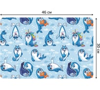 Набор прямоугольных тканевых салфеток для сервировки стола JOYARTY веселые тюлени, плейсмат, 30x46 см, 4 шт. ser002_11870_30x46