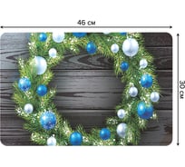 Набор прямоугольных тканевых салфеток для сервировки стола JOYARTY венок с новогодними шарами, плейсмат, 30x46 см, 4 шт. ser002_21486_30x46