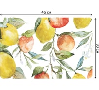 Набор прямоугольных тканевых салфеток для сервировки стола JOYARTY цитрусы на ветках, плейсмат, 30x46 см, 4 шт. ser002_31927_30x46