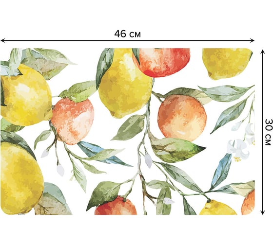 Набор прямоугольных тканевых салфеток для сервировки стола JOYARTY цитрусы на ветках, плейсмат, 30x46 см, 4 шт. ser002_31927_30x46 1