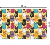 Набор прямоугольных тканевых салфеток для сервировки стола JOYARTY стильные котики, плейсмат, 30x46 см, 4 шт. ser002_378649_30x46
