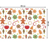 Набор прямоугольных тканевых салфеток для сервировки стола JOYARTY сладости под елочку, плейсмат, 30x46 см, 4 шт. ser002_38337_30x46