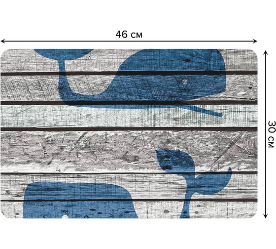 Набор прямоугольных тканевых салфеток для сервировки стола JOYARTY киты на фоне досок, плейсмат, 30x46 см, 4 шт. ser002_5235_30x46 1