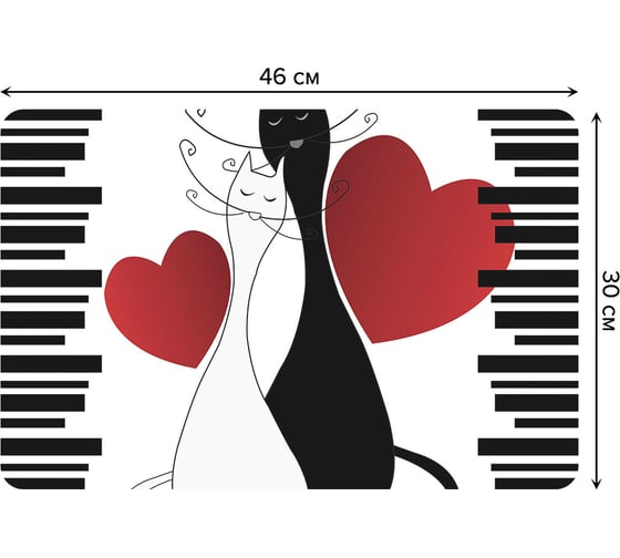 Набор прямоугольных тканевых салфеток для сервировки стола JOYARTY коты и любовь, плейсмат, 30x46 см, 4 шт. ser002_8878_30x46 1