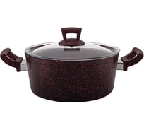 Кастрюля Катюша Классика алюминий, 6.8 л, стеклянная крышка, черно-красный гранит 8020-700-6