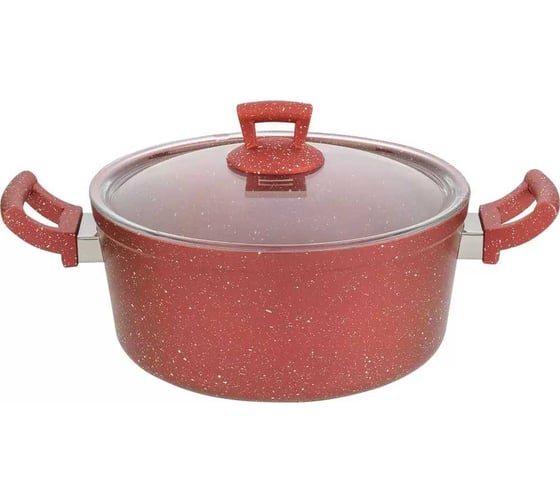 Кастрюля Катюша Классика алюминий, 4.7 л, стеклянная крышка, красный гранит 8020-600-3