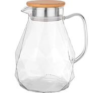 Графин-кувшин URM объем 2000 мл, из термостойкого стекла, с деревянной крышкой из бамбука D01562