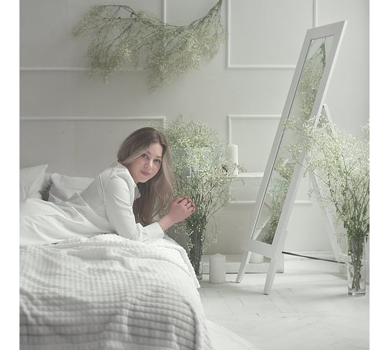 Напольное зеркало Мебелик BeautyStyle 1 белый, 138 см х 35 см 8306