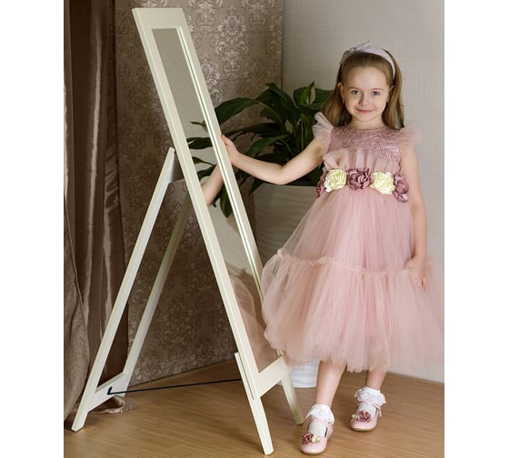 Напольное зеркало Мебелик BeautyStyle 1 слоновая кость, 130 см х 35 см 8309