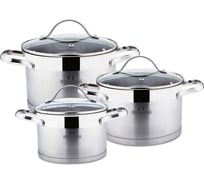 Набор посуды Bella Cucina 6 предметов, 2,1л, 2,9л, 3,9л, нерж. сталь BC-2063 2063-BC