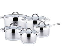 Набор посуды Bella Cucina 10 предметов, ковш 2,1л, кастрюля 2,1л, 3,1л, 4л, 6,6л нерж.сталь BC-2064 2064-BC