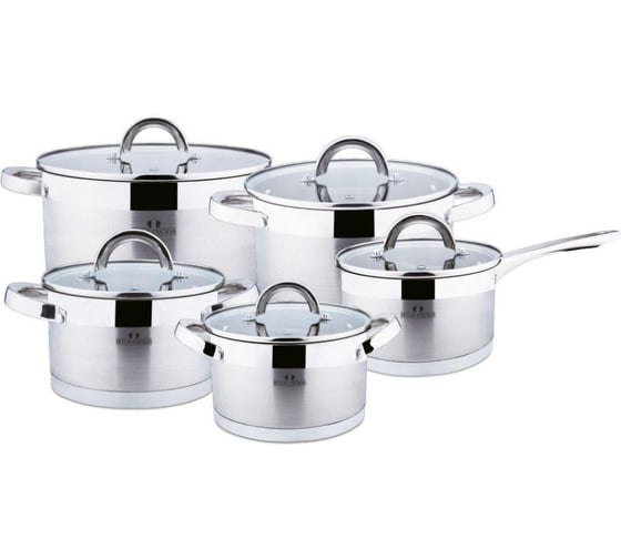 Набор посуды Bella Cucina 10 предметов, ковш 2,1л, кастрюля 2,1л, 3,1л, 4л, 6,6л нерж.сталь BC-2064 2064-BC