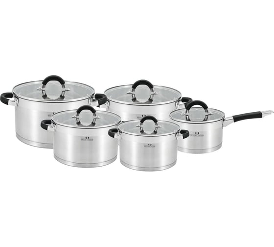 Набор посуды Bella Cucina 10 предметов, 1,8л, 1,8л, 2,5л, 3,5л, 6л, нерж. сталь BC-2105 2105-BC