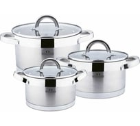 Набор посуды Bella Cucina 6 пр, 2,1л, 2,9л, 3,9л, нерж. Сталь BC-2062 2062-BC