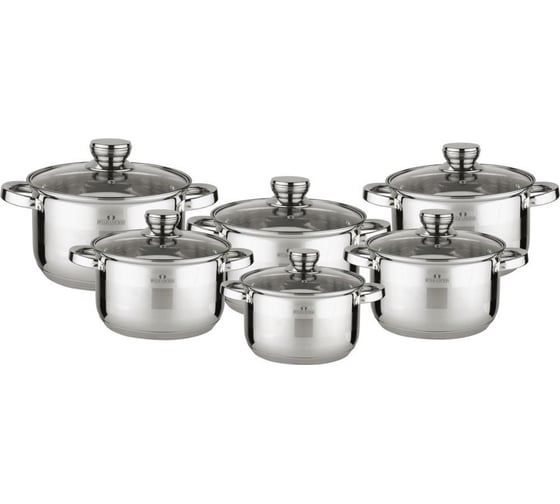 Набор посуды Bella Cucina BC-2047 12 предметов, 2.1 л, 2.9 л 2 шт, 3.9 л 2 шт, 6.6 л, нержавеющая.сталь 2047-BC 1