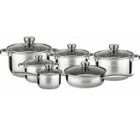 Набор посуды Bella Cucina BC-2048 12 предметов, 2.1 л, 2.9 л, 3.9 л, 6.6 л, ковш 2.1 л, сковорода 24 см, нержавеющая сталь 2048-BC