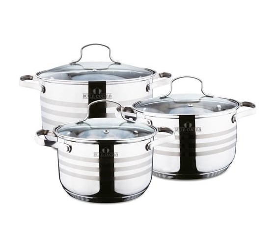 Набор посуды Bella Cucina BC-2114 6 предметов, 11.1 л, 13.5 л, 16.2 л, нержавеющая сталь 2114-BC