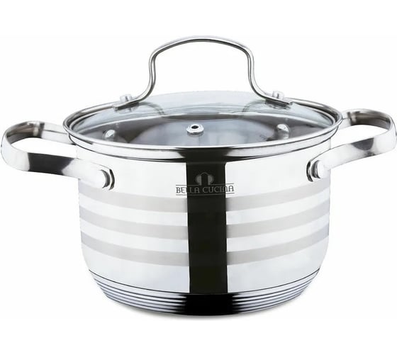 Кастрюля Bella Cucina BC-2107 со стеклянной крышкой, 7.5 л, 26 см 2107-BC