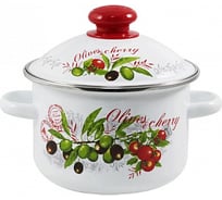 Кастрюля Сибирские товары эмалированная цилиндрическая 3 л с ободком белая Оливки и черри 3MD181M ПД4392