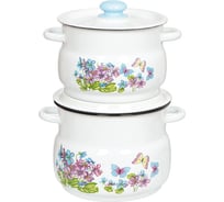 Эмалированный набор Сибирские товары №10 Фиалка 2 предмета ТБ3051