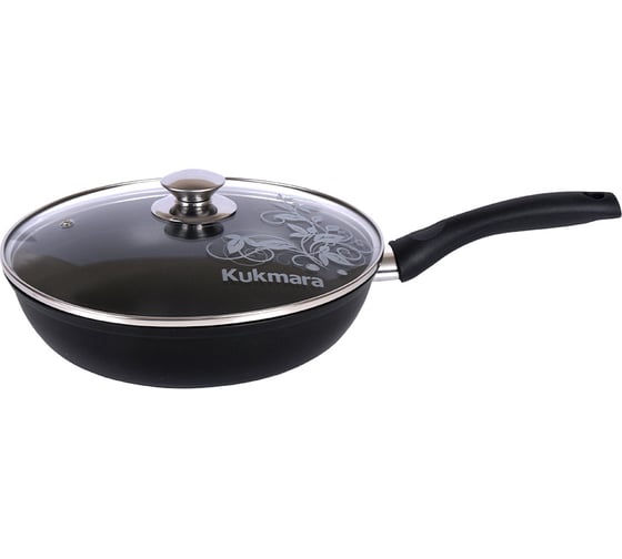 Сковорода Kukmara 240/60-М, с ручкой, со стеклянной крышкой, антипригарное покрытие с242а