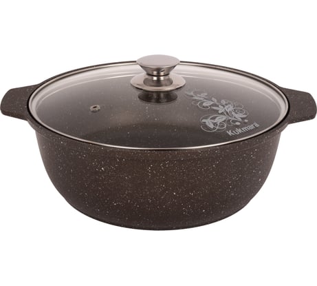 Кастрюля-жаровня Kukmara 4 л, со стеклянной крышкой, антипригарное покрытие, кофейный мрамор жмк42а