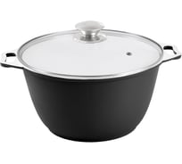Кастрюля Kukmara 6 л, со стеклянной крышкой, декоративное покрытие, черный к62
