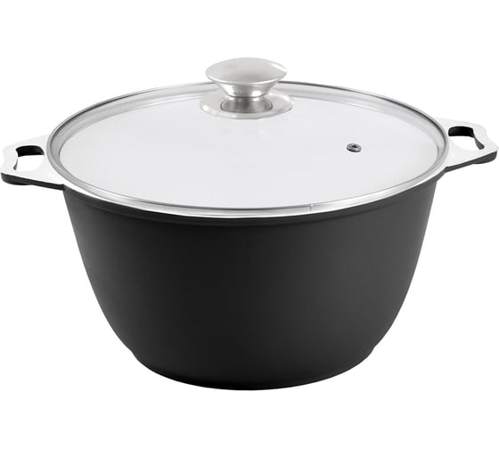 Кастрюля Kukmara 6 л, со стеклянной крышкой, декоративное покрытие, черный к62 1