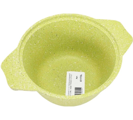 Кастрюля Kukmara Trendy style lime 1 л, со стеклянной крышкой, антипригарное покрытие к11tsl