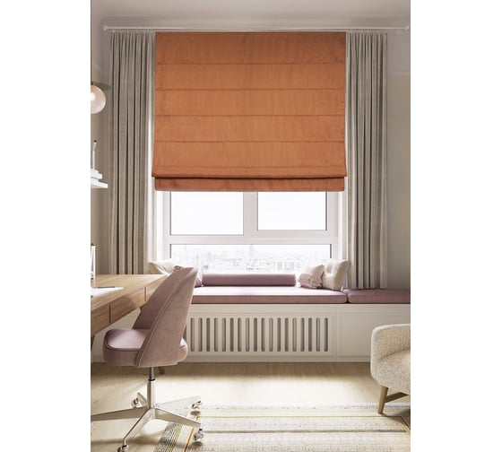 Римская штора Эскар Plain Lux, цвет латунь, цепочный механизм, 120x160 см 230120160 1
