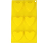 Силиконовая форма для выпечки пирожных Pan-Cake сердце-6 ячеек SPC-0025 29x17x2.7 см 405746