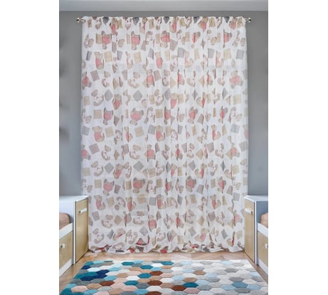 Штора на тесьме Kauffort Мишутка, 300x270 см, бежевая 3111300145