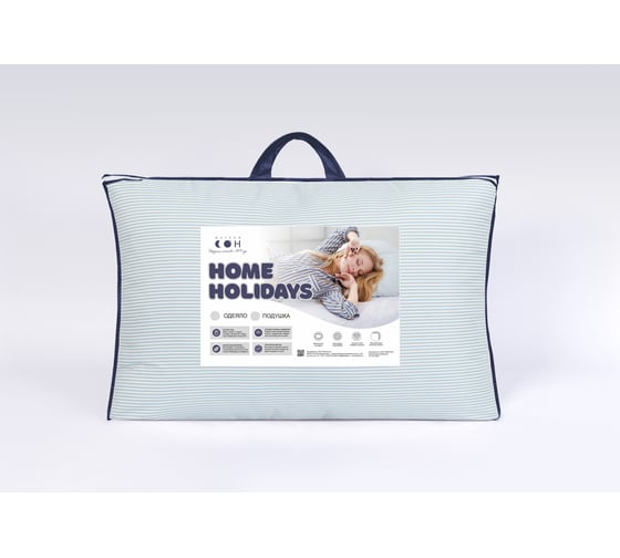 Подушка Мягкий сон home holidays, 70x50, белый с голубой полоской э0010603 ПО_НН-6115у Р